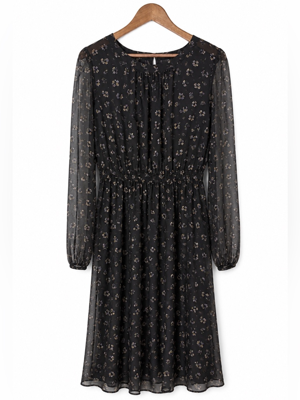 Avec Les Filles Black Sheer Heart Print Midi Dress Overlay ONLY Size 14